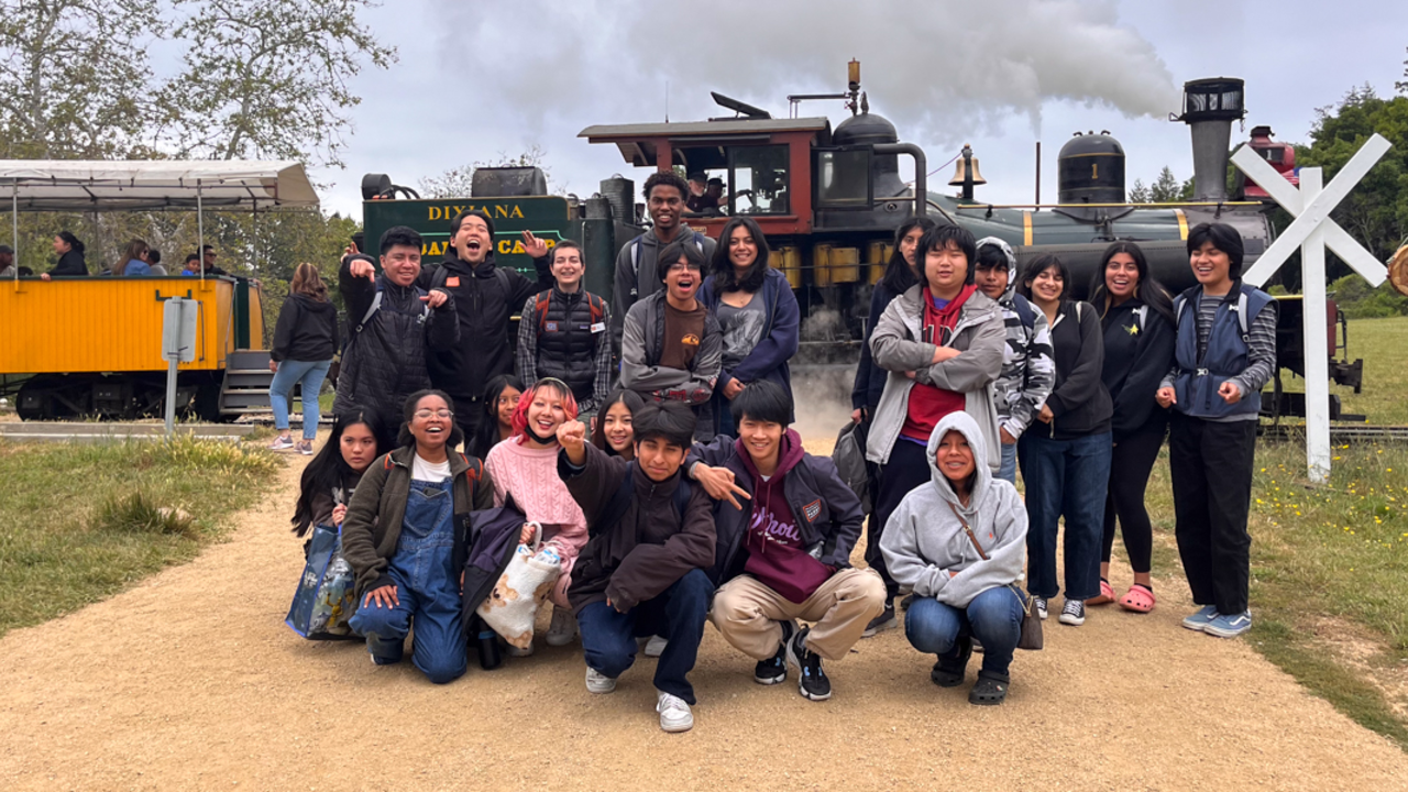 2022-2023 IYEL Santa Cruz Trip Crissy Field Center IYEL youth program participants pose for group photo in Santa Cruz