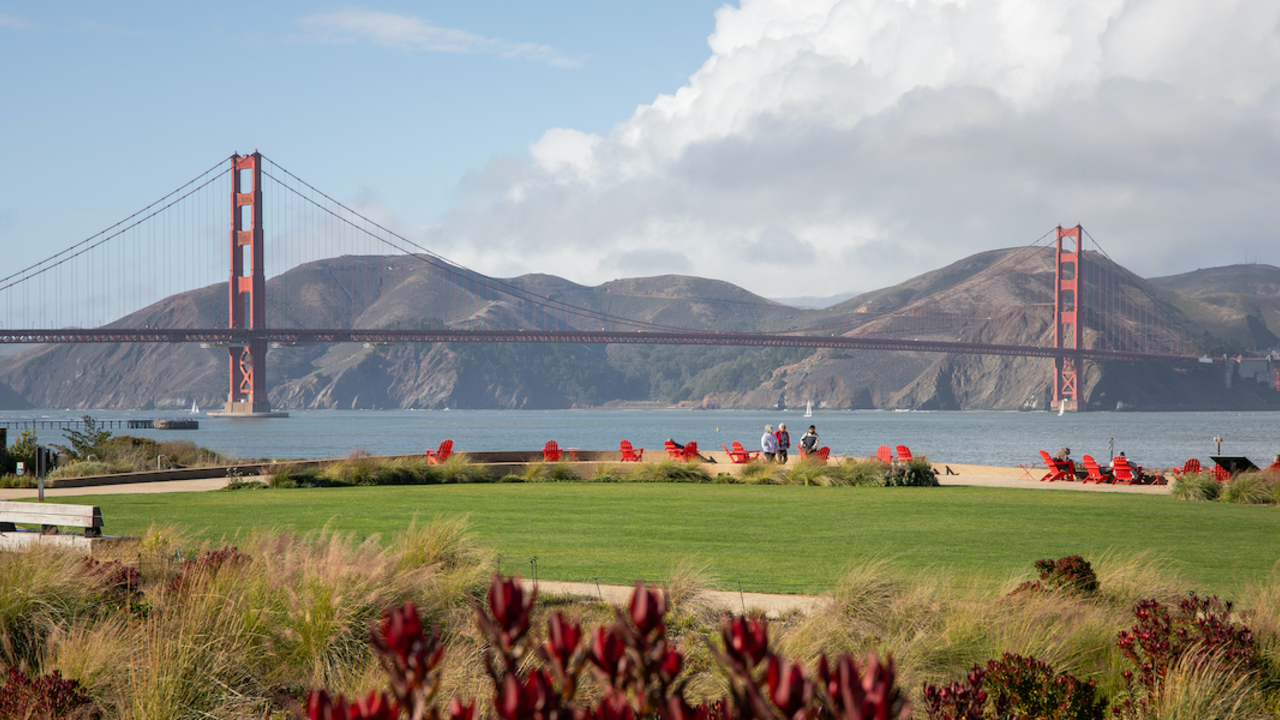 PRSF_20241114_RCW_0026_2x1.jpg Golden Gate Bridge in background with Presidio Tunnel Tops in foreground.