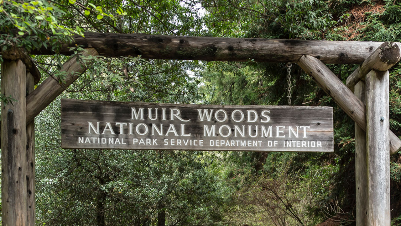 The main entrance to Muir Woods National Monument. The main entrance to Muir Woods National Monument.