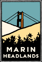 Marin Headlands by Michael Schwab Schwab graphic of the Golden Gate Bridge peeking out from behind grassy hills