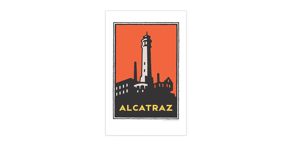 Unframed print of the Michael Schwab logo of Alcatraz.