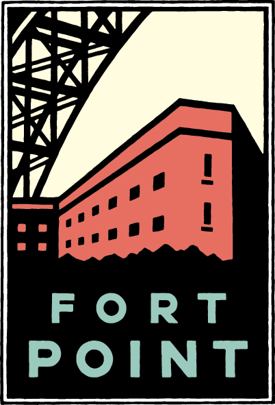 Fort Point by Michael Schwab Schwab graphic of Fort Point below the Golden Gate Bridge