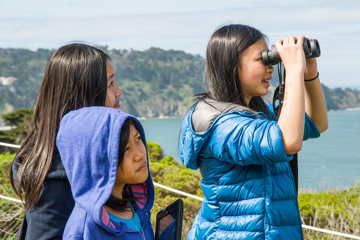 girls birdwatching