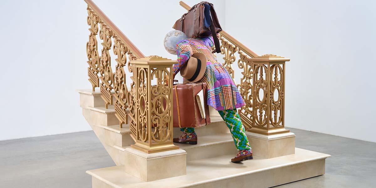 British artist Yinka Shonibare’s large-scale sculptural installation Man Moving Up