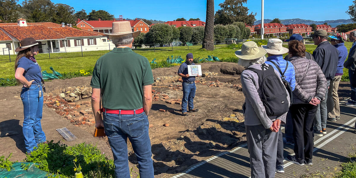 Parks Conservancy members group on the Presidio Archeology Tour