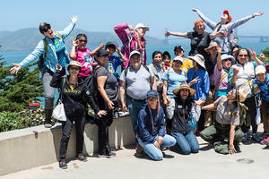 Participants in a shuttle trip to Lands End in 2018 via the San Francisco Public Library's Summer Stride program.