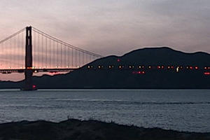 Golden Gate Bridge webcam sunset view, December 2019