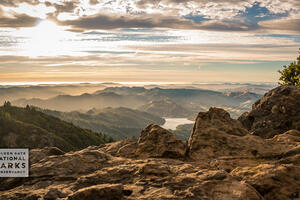 Sunset at Mt. Tam with clouds, rocks and mountains visible