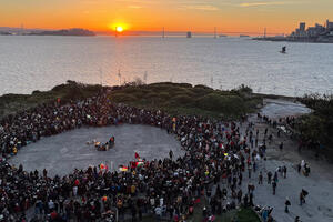 Sunrise Ceremony by the Indians of All Tribes on Alcatraz Island