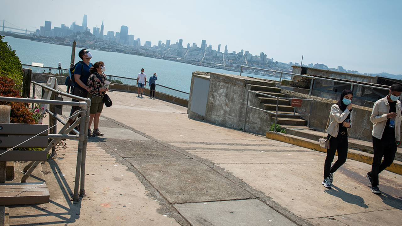 Visitors enjoy Alcatraz Island. Visitors enjoy Alcatraz Island.