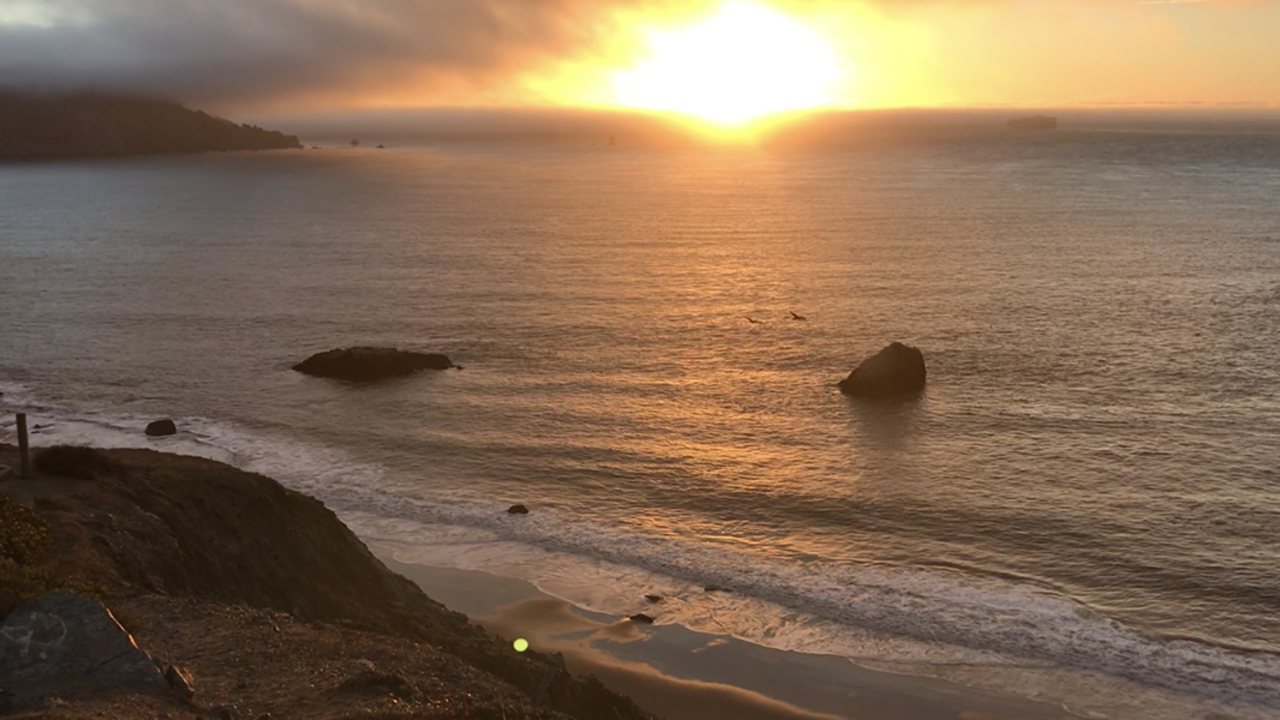 A view of the Pacific Ocean from the Presidio bluffs. A view of the Pacific Ocean from the Presidio bluffs.