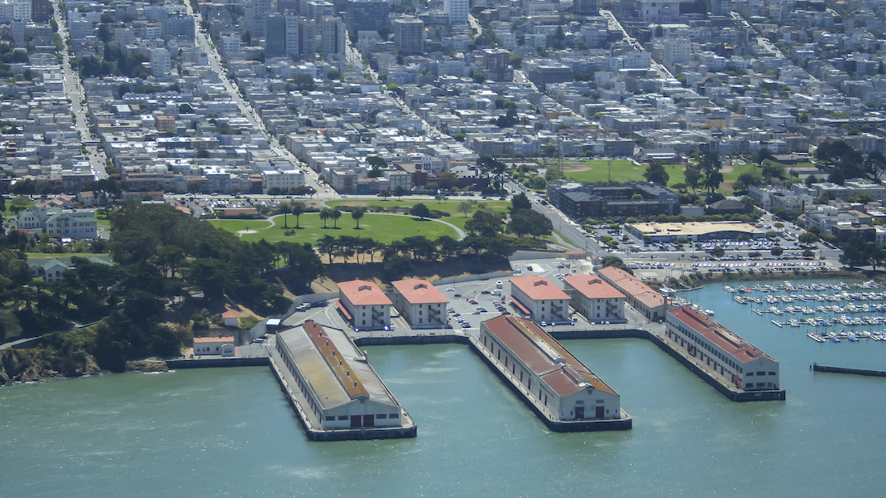 FOMA_120807__FS_23_2x1.jpg Aerial photo of Fort Mason, the San Francisco Bay, and the city.