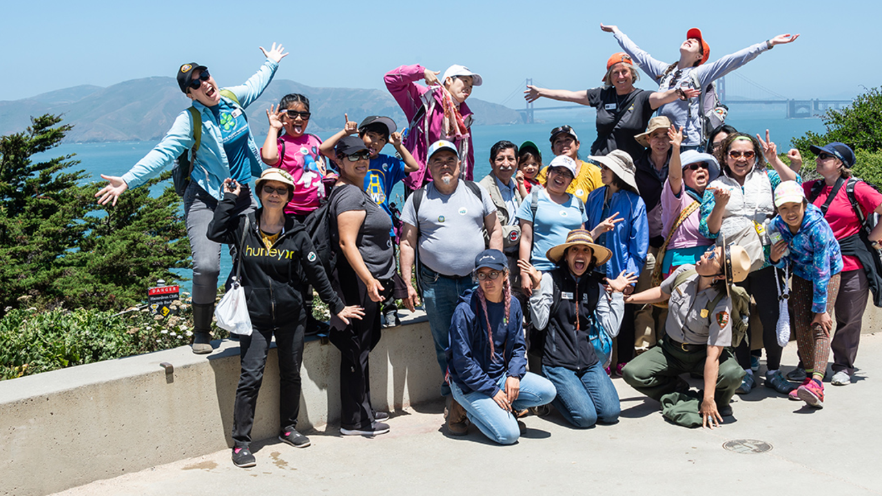 Participants in a shuttle trip to Lands End in 2018 via the San Francisco Public Library's Summer Stride program. Participants in a shuttle trip to Lands End in 2018 via the San Francisco Public Library's Summer Stride program.