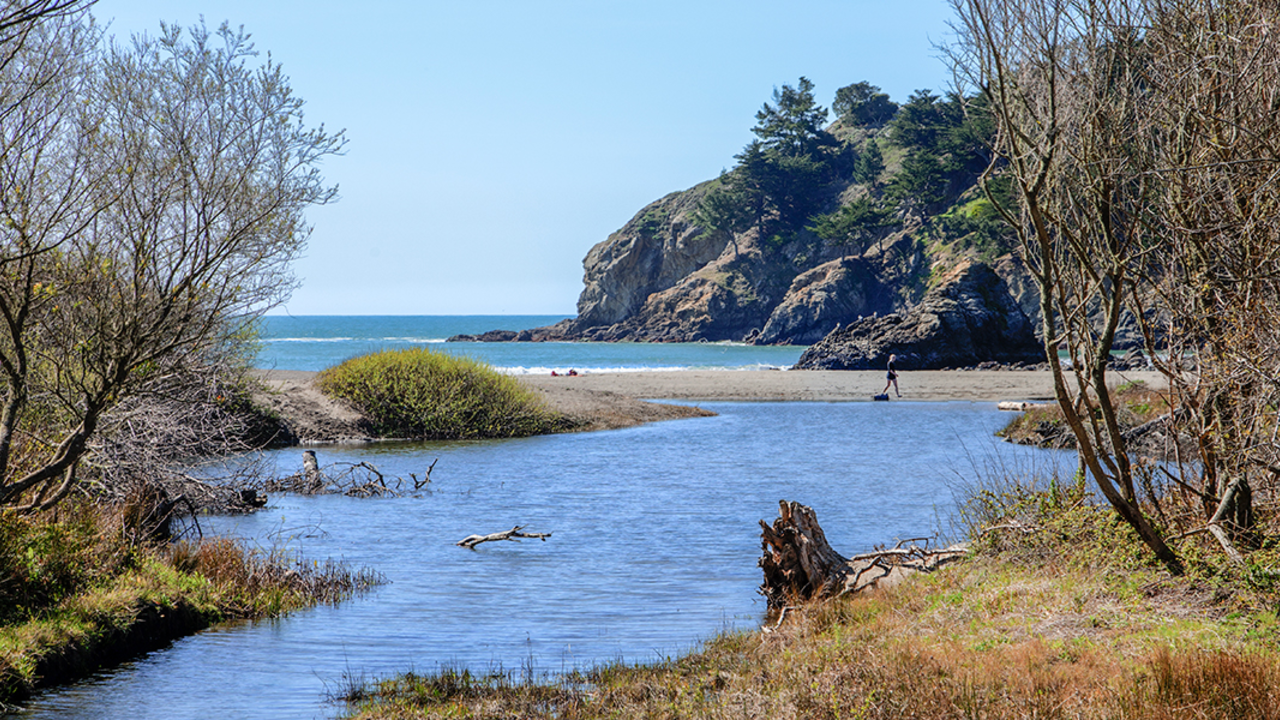 Redwood Creek flowing into the ocean Redwood Creek flowing into the ocean