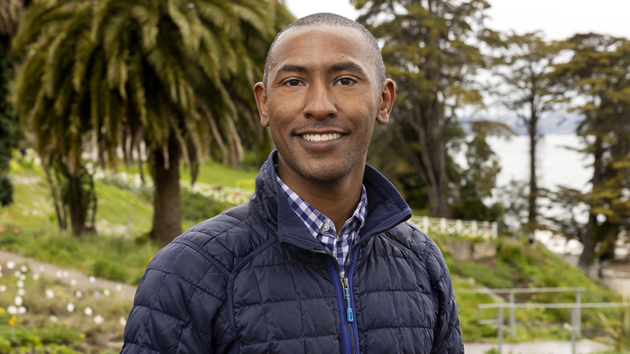 ParksConservancy-BoardMember-Shane_Douglas.jpg Shane Douglas poses for a portrait in front of the greenery at Fort Mason.