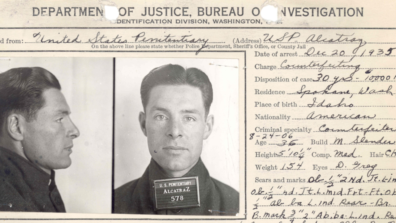Mugshot of Elliot Michener Mugshot of Elliot Michener, Alcatraz inmate and gardener.