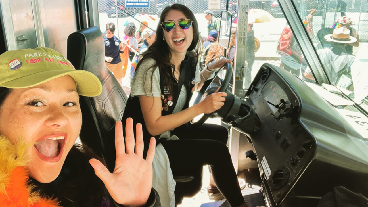 Conservancy staff in the Roving Ranger. Conservancy staff and intern pilot the Roving Ranger at the 2022 SF Pride parade