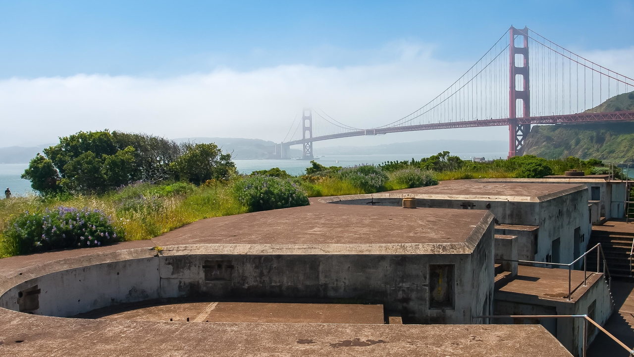 Golden Gate Bridge view from Battery Yates at Fort Baker Golden Gate Bridge view from Battery Yates at Fort Baker