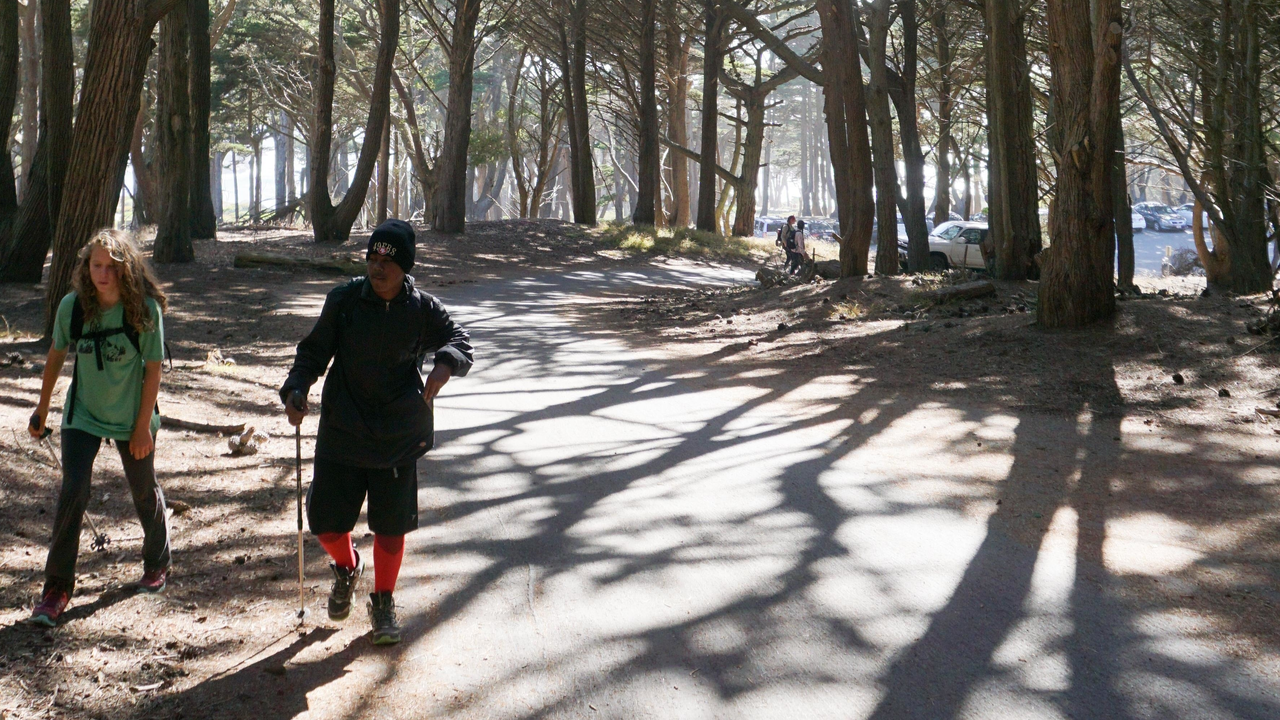Hikers explore West Fort Miley Hikers explore West Fort Miley