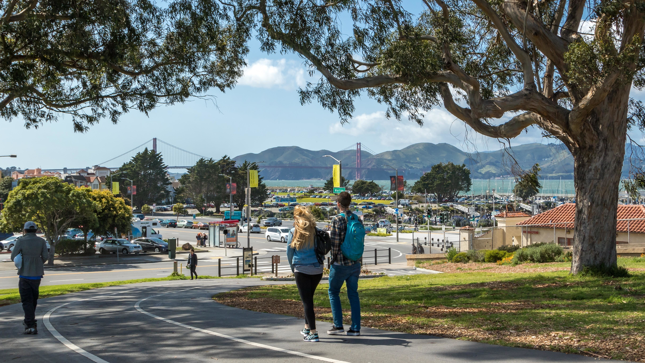 Golden Gate Bridge views from the paths at Fort Mason Golden Gate Bridge views from the paths at Fort Mason