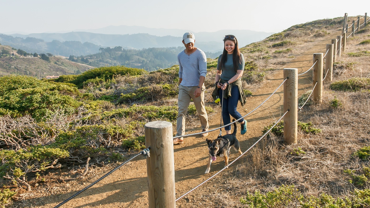 Visitors stroll Milagra Ridge Visitors stroll Milagra Ridge