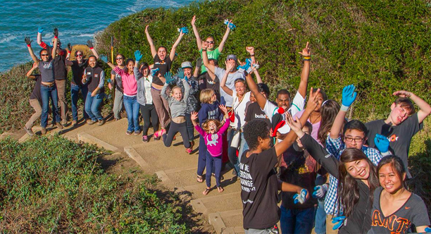 BABE_140120_KW-182_2x1.jpg Volunteers line up at Baker Beach