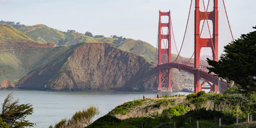 The Golden Gate Bridge along the Presidio