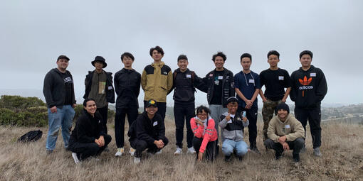 Skyline College students enjoy a day of stewardship at Sweeny Ridge.