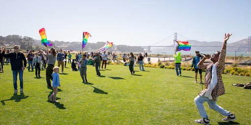 Singer performs at the Pride in the Presidio event on Saturday, June 1st, at the Presidio Tunnel Tops near the Golden Gate Bridge