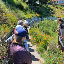 Natalie Korengold leading Parks Conservancy members through a tour of the gardens