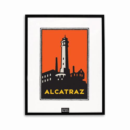 Framed Schwab graphic of Alcatraz